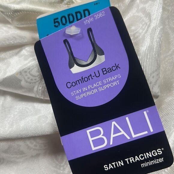 New BALI SATIN TRACINGS BRA 50DDD white bra - Picture 5 of 6
